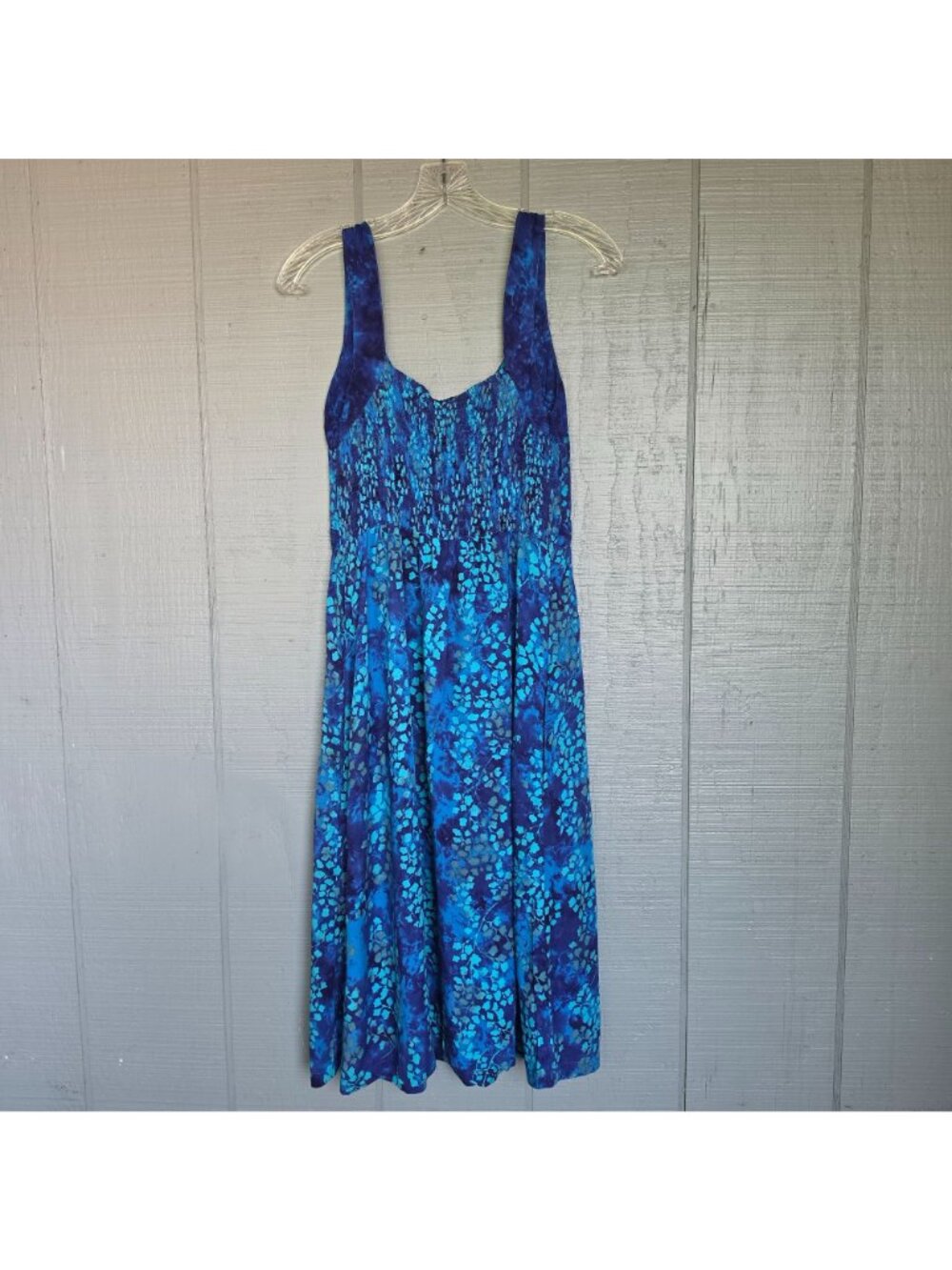 Maggie B. Blue Maxi Dress Sleeveless Empire Waist Floral Tropical Resort. Size M - Picture 3 of 6
